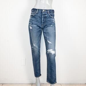 Moussy Made in Japan $350 sz 27 Distressed Denim Jeans high-rise